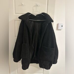PLT Oversized Black Sherpa Jacket